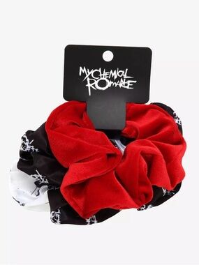My Chemical Romance Hair Scrunchie Set Of 3 NEW Rubber bands Black Parade MCR *